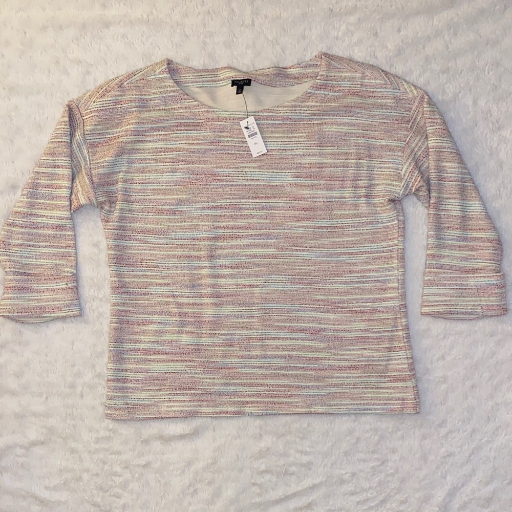 NWT Talbots Rainbow Multicolor 3/4 Sleeve Knit Top